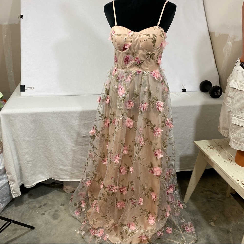 Ever After Dress Chic Floral Maxi Dress with Pink Accents